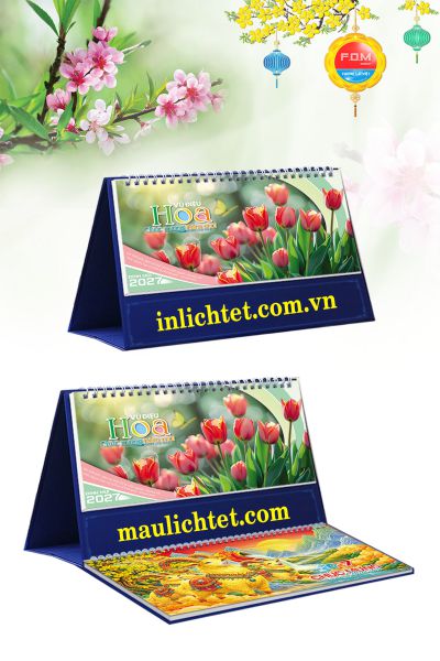 In Lịch để bàn 13 tờ Bốn Mùa Hoa