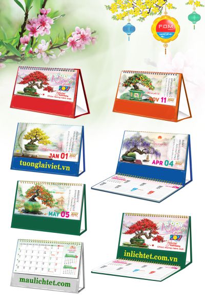 In Lịch để bàn 15 tờ Bonsai Cây Cảnh