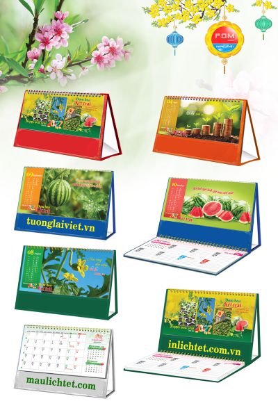 In Lịch để bàn 15 tờ Đom Hoa Kết Trái