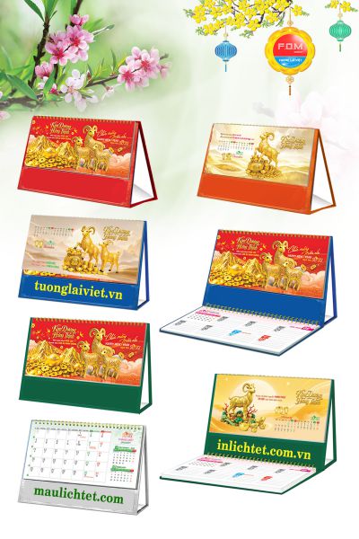 In Lịch để bàn 15 tờ Phong Thủy Tài Lộc