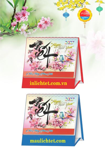 In Lịch để bàn đứng Thư Pháp Xuân