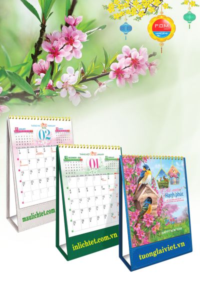 In Lịch để bàn đứng Xuân Hạnh Phúc
