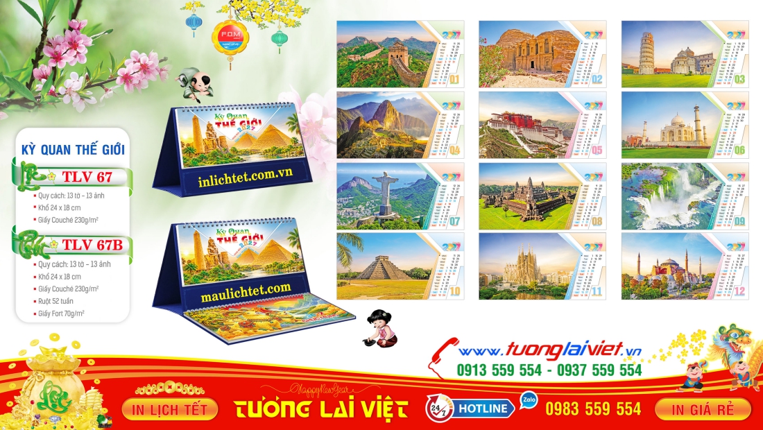 Lịch để bàn 13 tờ Cảnh Đẹp Thế Giới