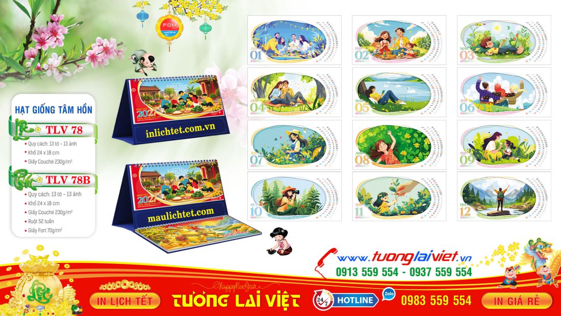 Lịch để bàn 13 tờ Hạt Giống Tâm Hồn