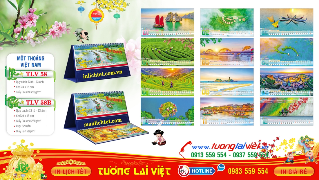 Lịch để bàn 13 tờ Phong Cảnh Việt Nam
