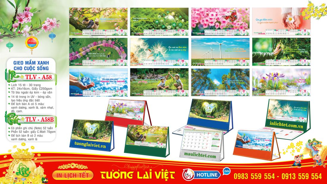 Lịch để bàn 15 tờ Ký Ức Tuổi Thơ