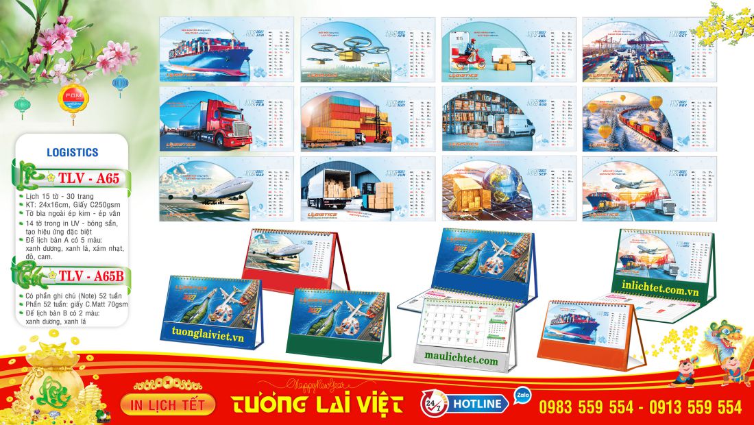 Lịch để bàn 15 tờ Logistics Vận Chuyển