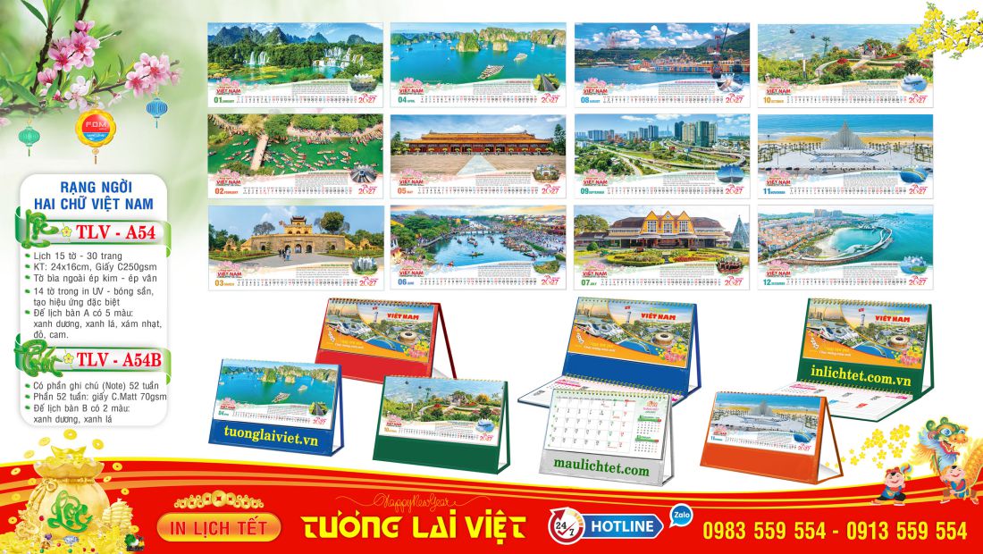 Lịch để bàn 15 tờ Thắng Cảnh Việt Nam