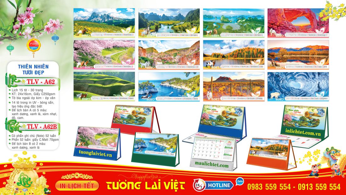 Lịch để bàn 15 tờ Thiên Nhiên Tươi Đẹp