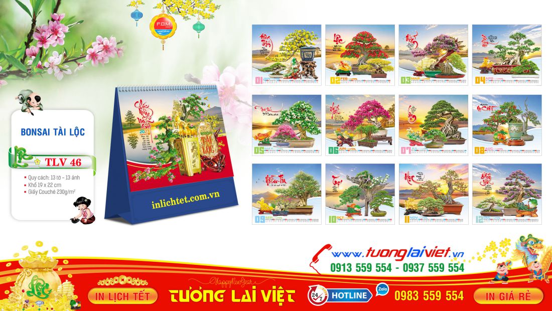 Lịch để bàn đứng Bonsai