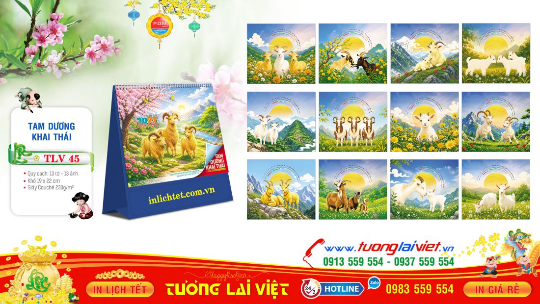 Lịch để bàn đứng Con Giáp Tài Lộc