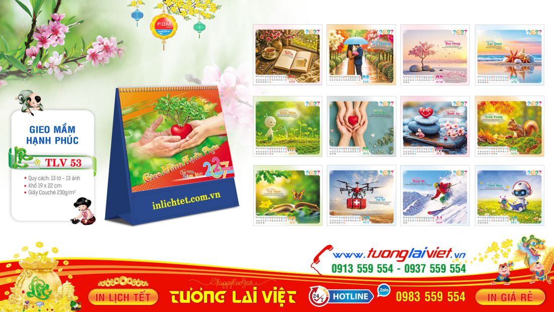 Lịch bàn đứng Gieo Mầm Hạnh Phúc